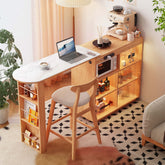 Expandable solid wood bar table featuring a mobile island for versatile use main product image